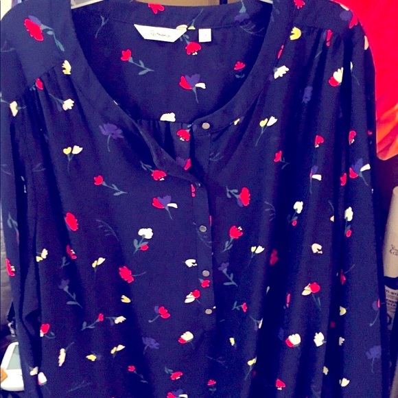 Reitman’s Navy Floral Blouse with Bell Sleeve - Picture 3 of 6